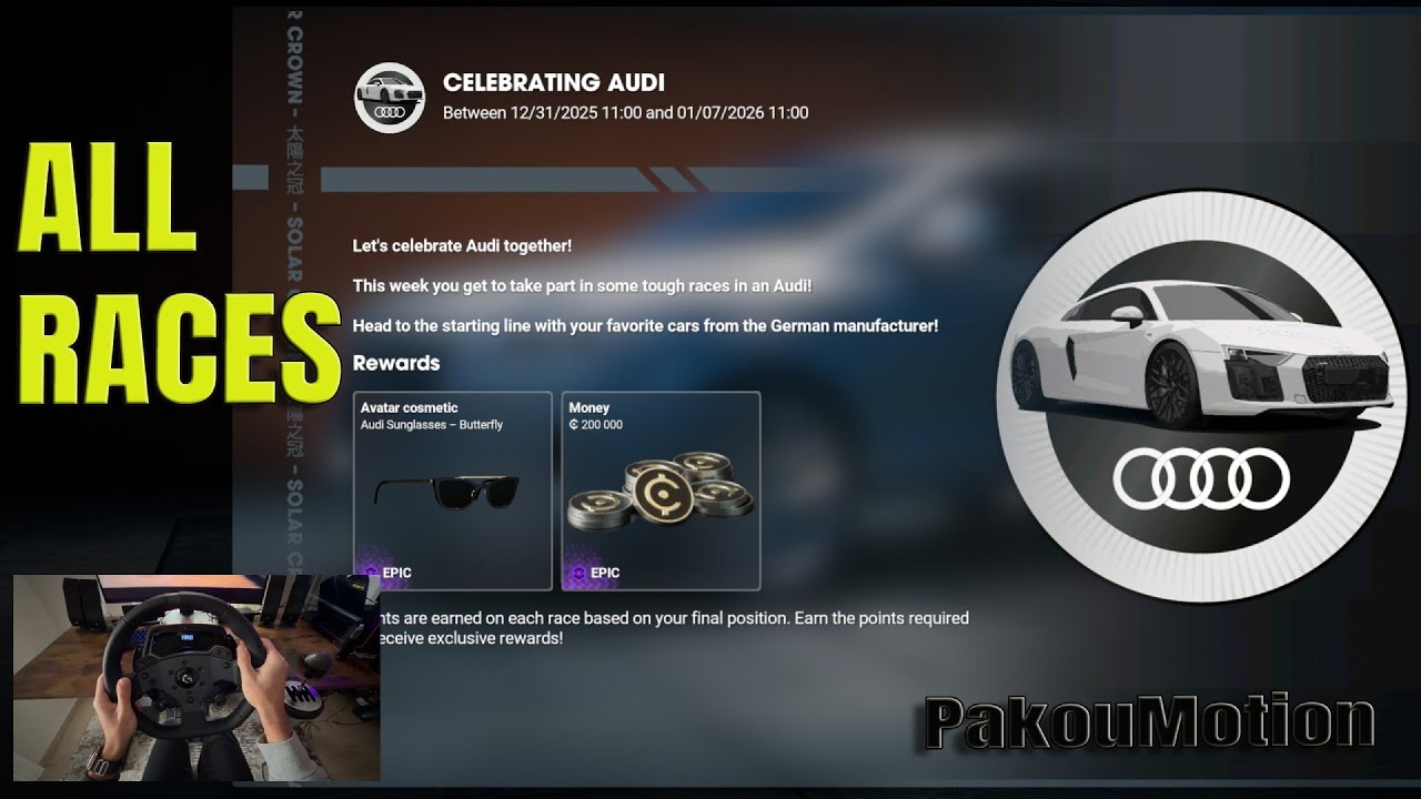 Celebrating Audi Live event / Test Drive Unlimited Solar Crown / Logitech Pro Racing Wheel Gameplay