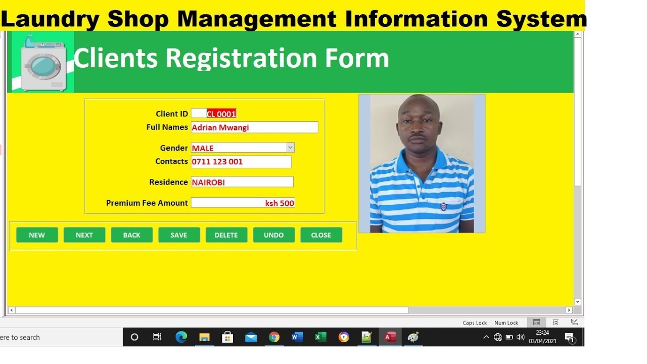 How to create a LAUNDRY Services Shop Management system Using Ms Access Databases