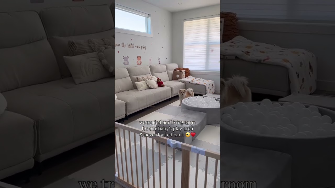 We traded our living room for our baby&rsquo;s play area 🥹