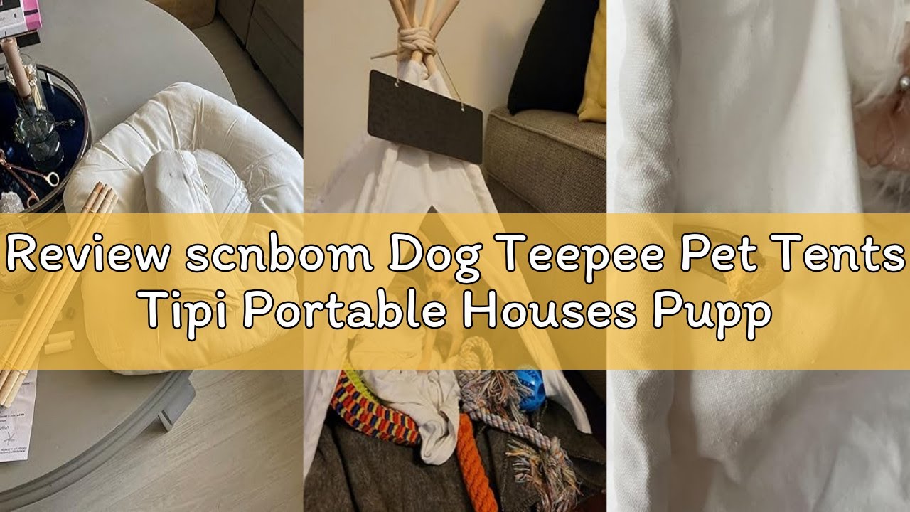 Review scnbom Dog Teepee Pet Tents Tipi Portable Houses Puppy Cat Bed with Thick Cushion (L:60 * 60