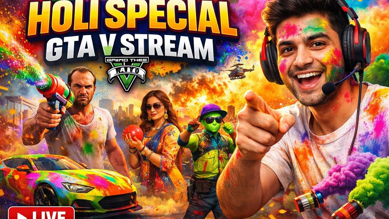 🎉 Holi Special GTA V Stream | Full Masti + Mods 🔥