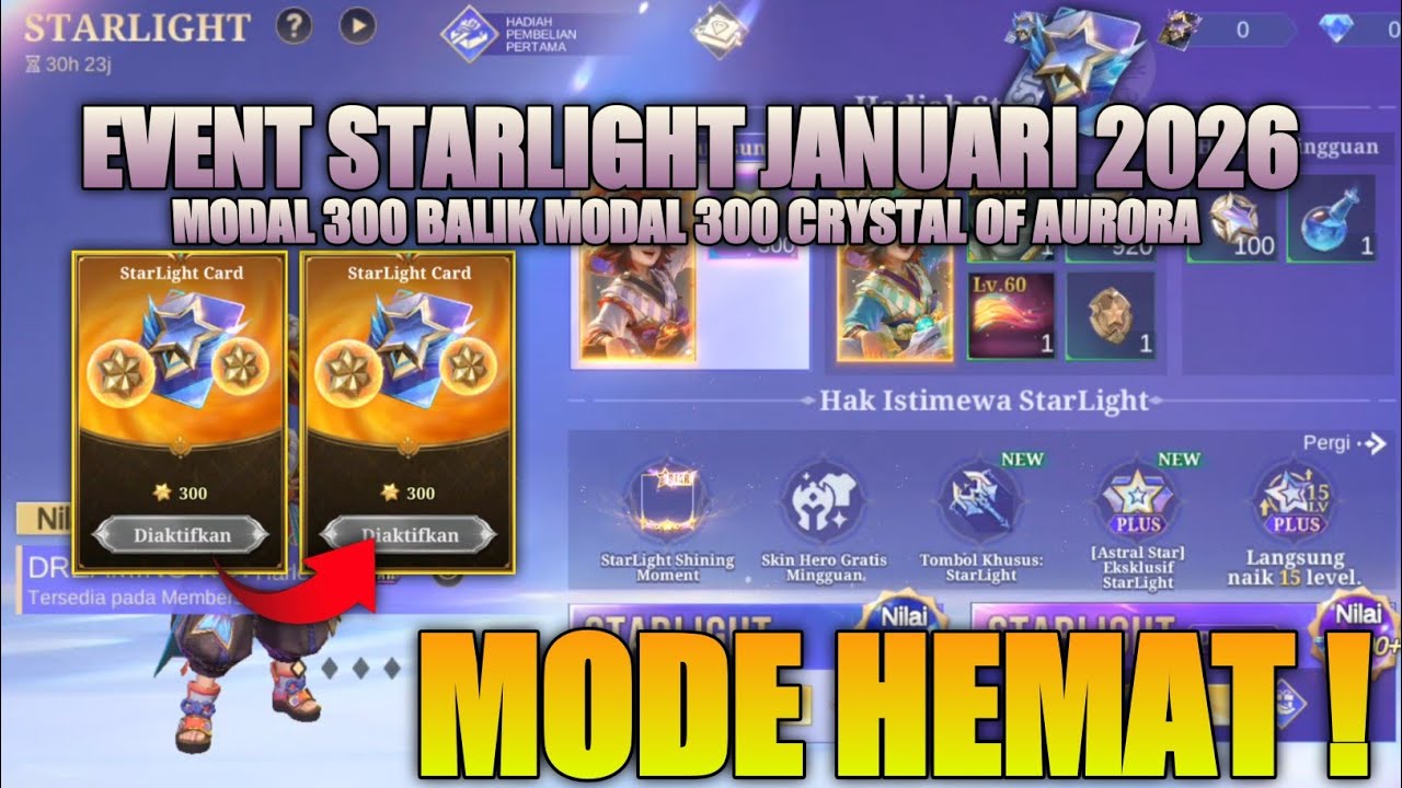 BALIK MODAL!! CARA DAPAT SKIN STARLIGHT HARLEY MURAH 10 DIAMOND | 300 CRYSTAL OF AURORA MLBB 2026