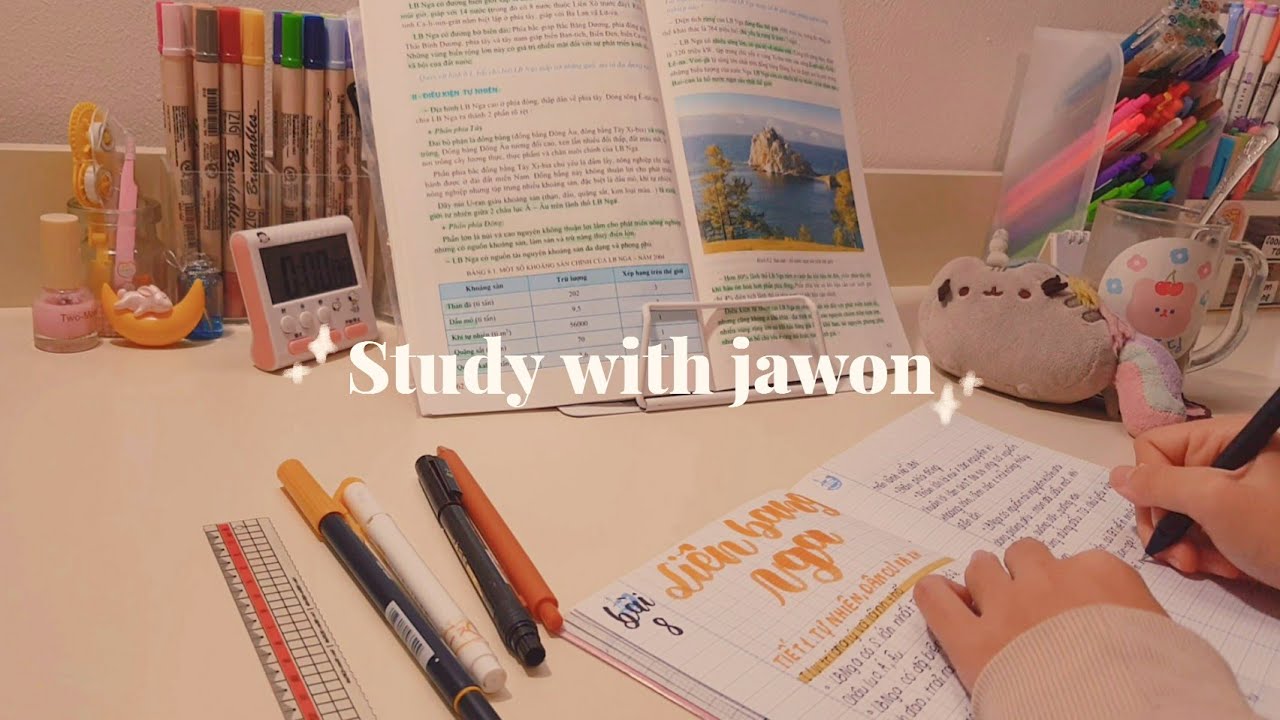 HỌC BÀI CÙNG MÌNH // study with me #8 (real time, with piano music) // jawonee