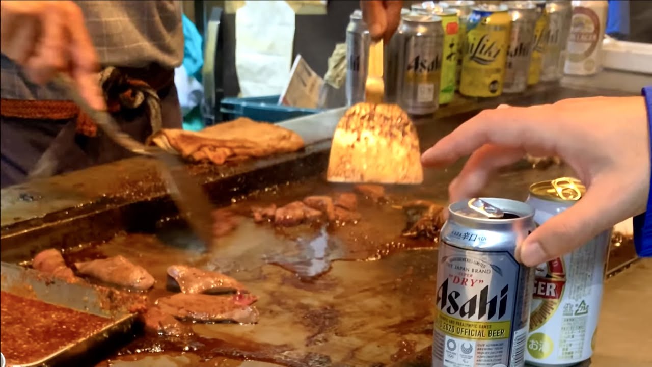 【西成ドヤ街屋台】やまきのホルモン焼き　夜は昼より濃厚タレJapanese old style food stalls in Nishinari Yamaki
