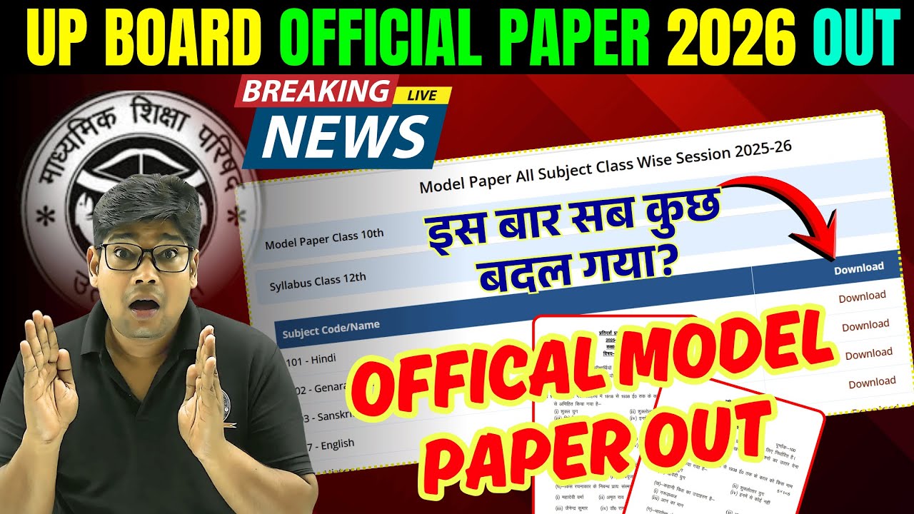 UP BOARD के ऑफिसियल पेपर 2026 जारी 100% Real News✅ ऐसे करें डाउनलोड UPMSP Oficial Paper 2026 आ गये