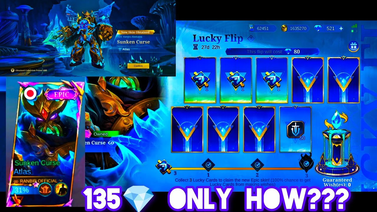 Atlas Lucky Flip skin Sunken Curse || #MOBA55GoldenMonth #MOBA55Creator