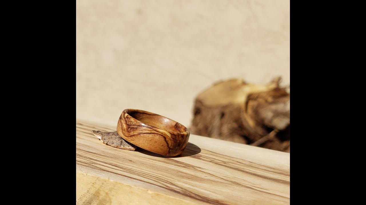 (164) Making Olive Wood Wedding Bands on a Lathe