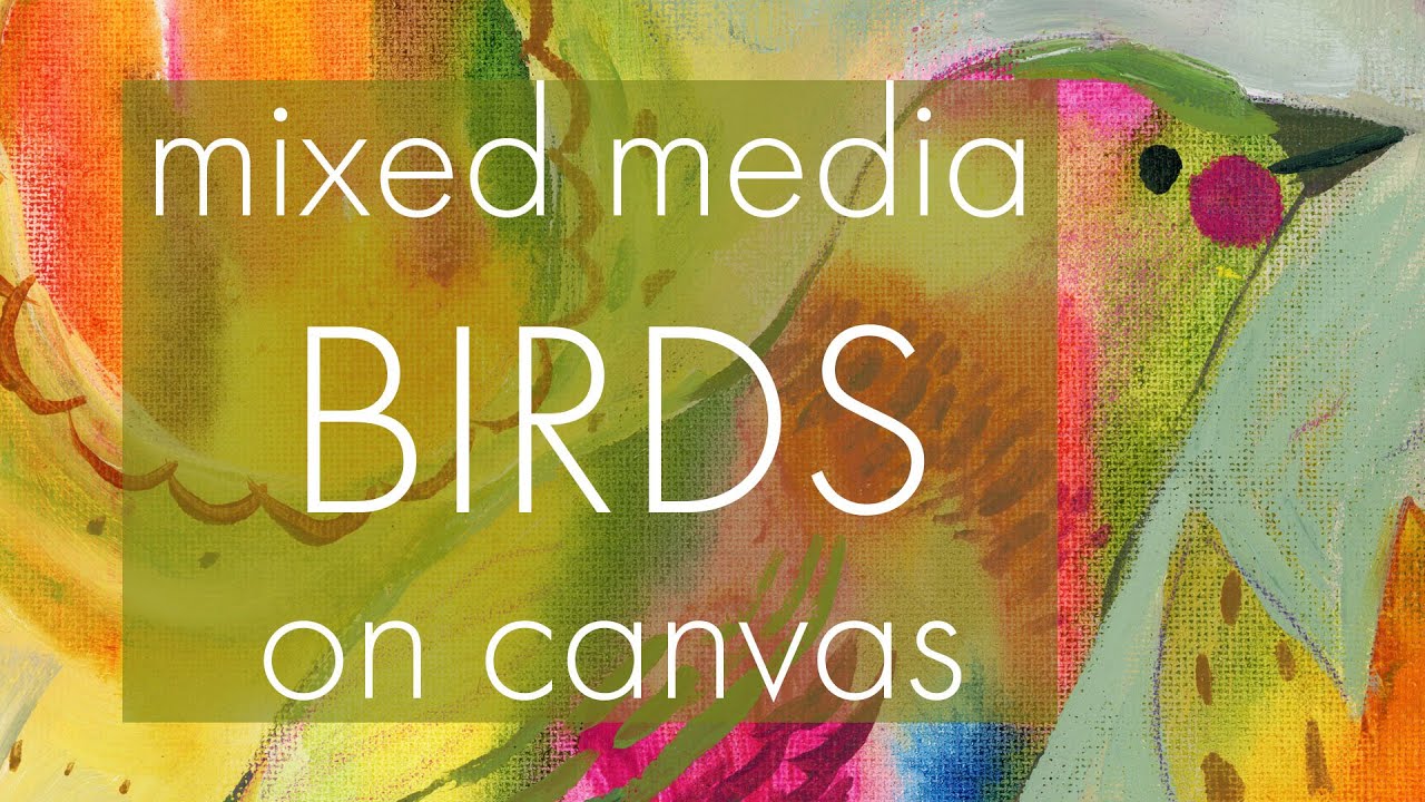 Mixed Media Birds on Canvas - Acrylic Ink, Negative Painting, Basic Supplies
