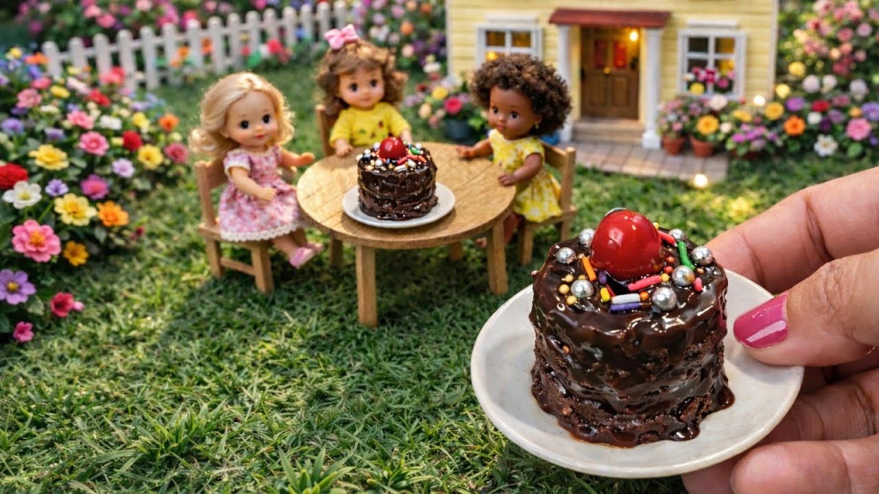 Miniature Bread Chocolate Cake | Easy Tiny Cake in Mini Kitchen