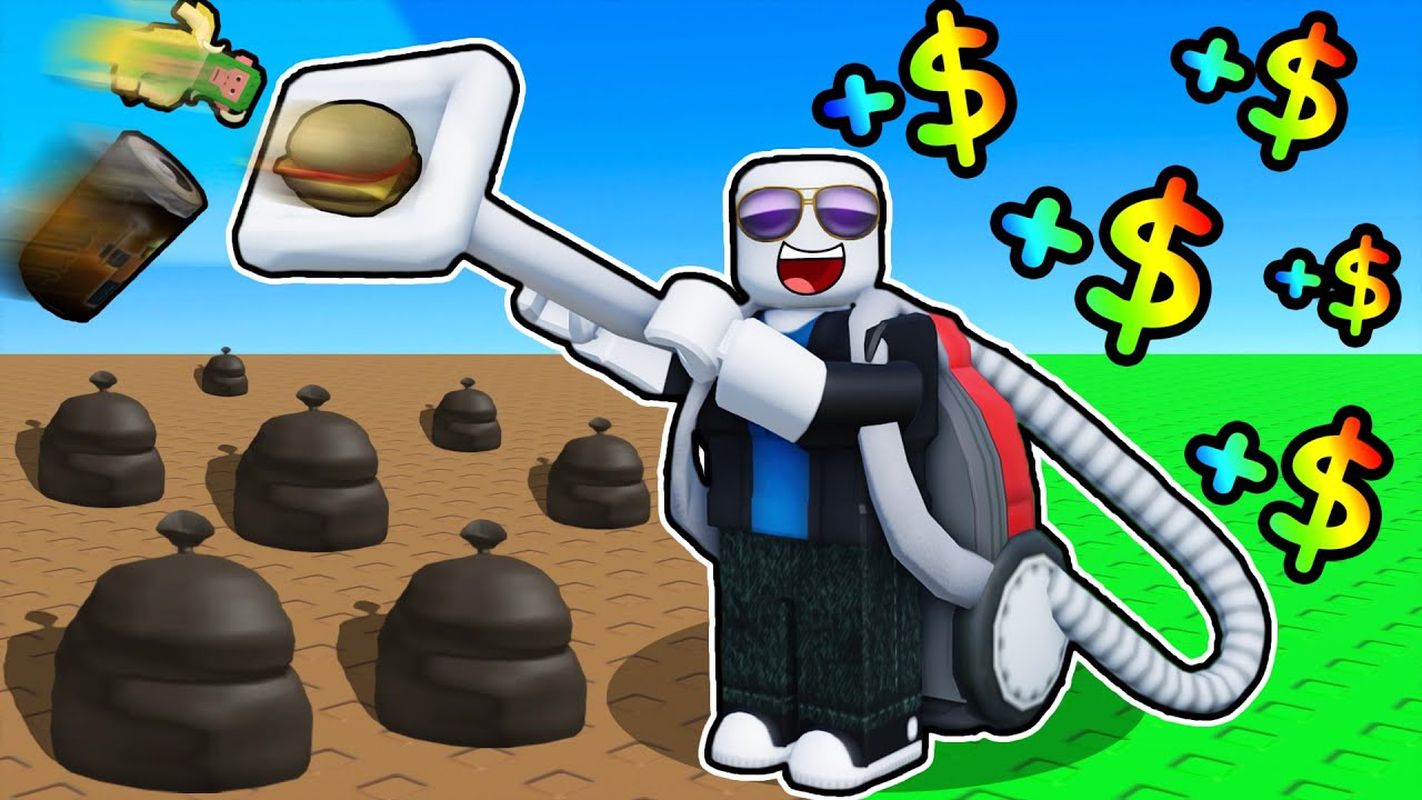 making MILLIONS by VACUUMING TRASH in Roblox...