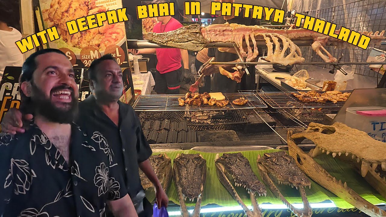 Exploring Pattaya BarBQ Market 🔥 | Street Food & Nightlife with Indian Friends