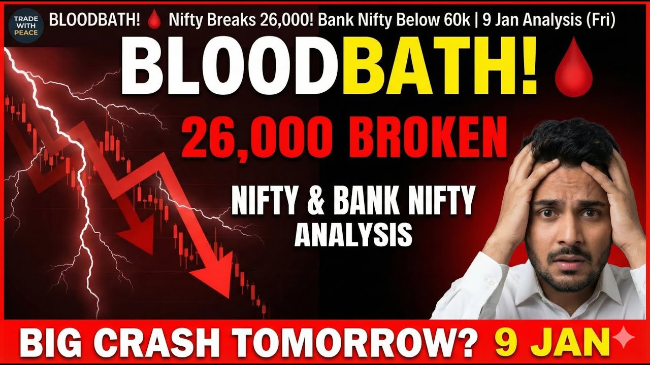 BLOODBATH! 🩸 Nifty Breaks 26,000! Bank Nifty Below 60k | 9 Jan Analysis (Fri)