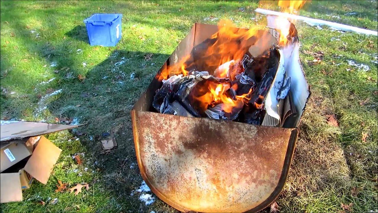 burning up some cardboard from the week