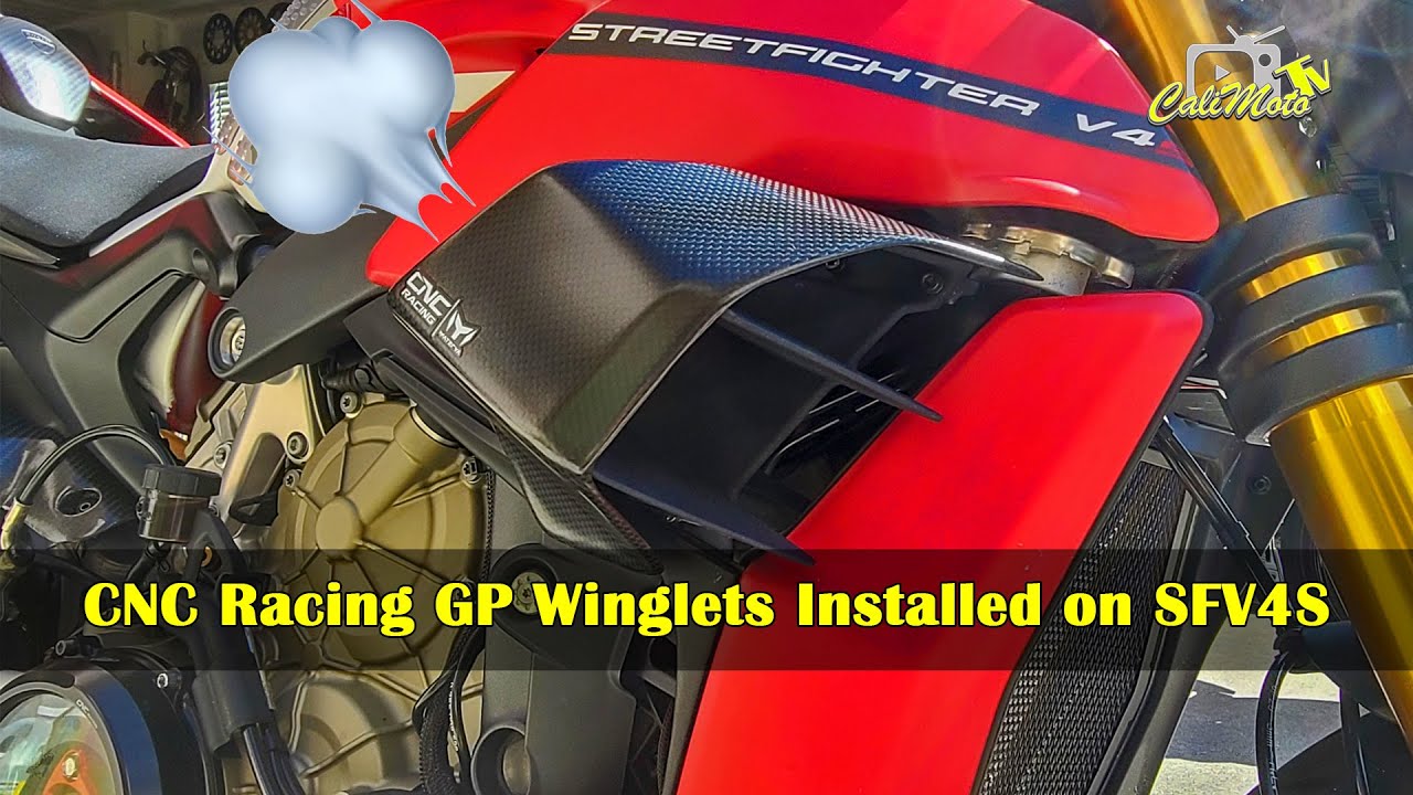 CNC Racing GP Carbon Fiber Winglets Installed on Ducati Streetfighter V4 S