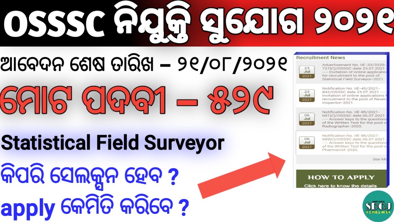 OSSSC Recruitment 2021 | Statistical Field Surveyor Full Details - Eligibility Syllabus Selection