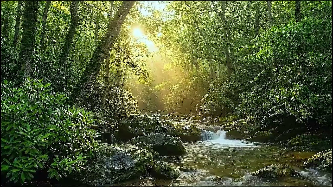 Peaceful Birdsong and Green Forest Stream, Nature Sound ASMR - Nature Sounds River Flow