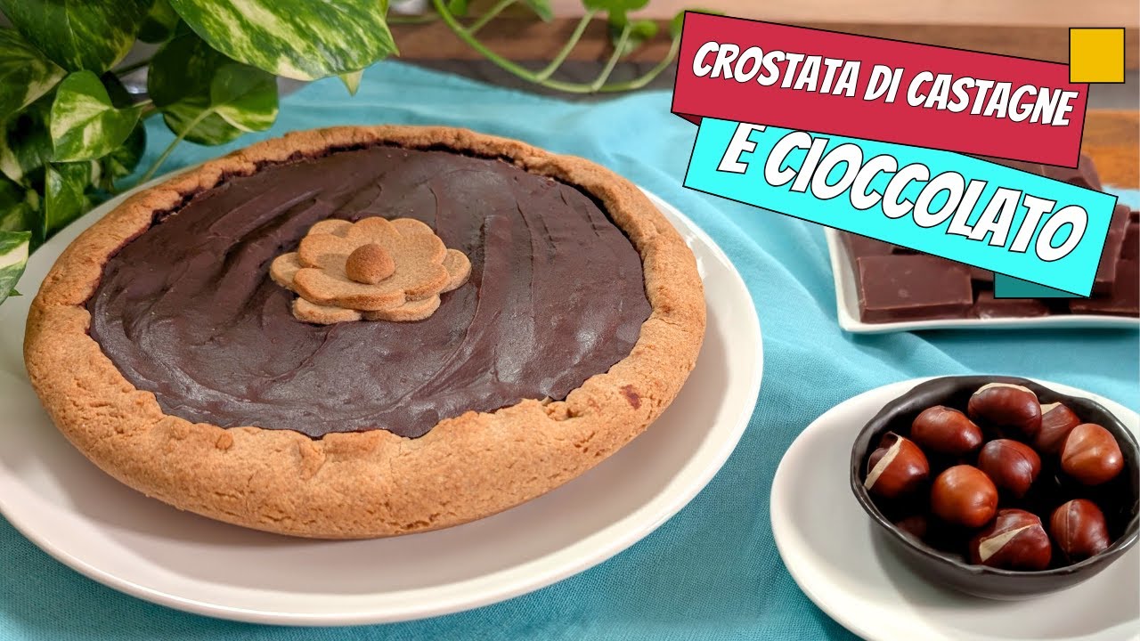 Crostata con farina di castagne ripiena con crema di castagne e cioccolato