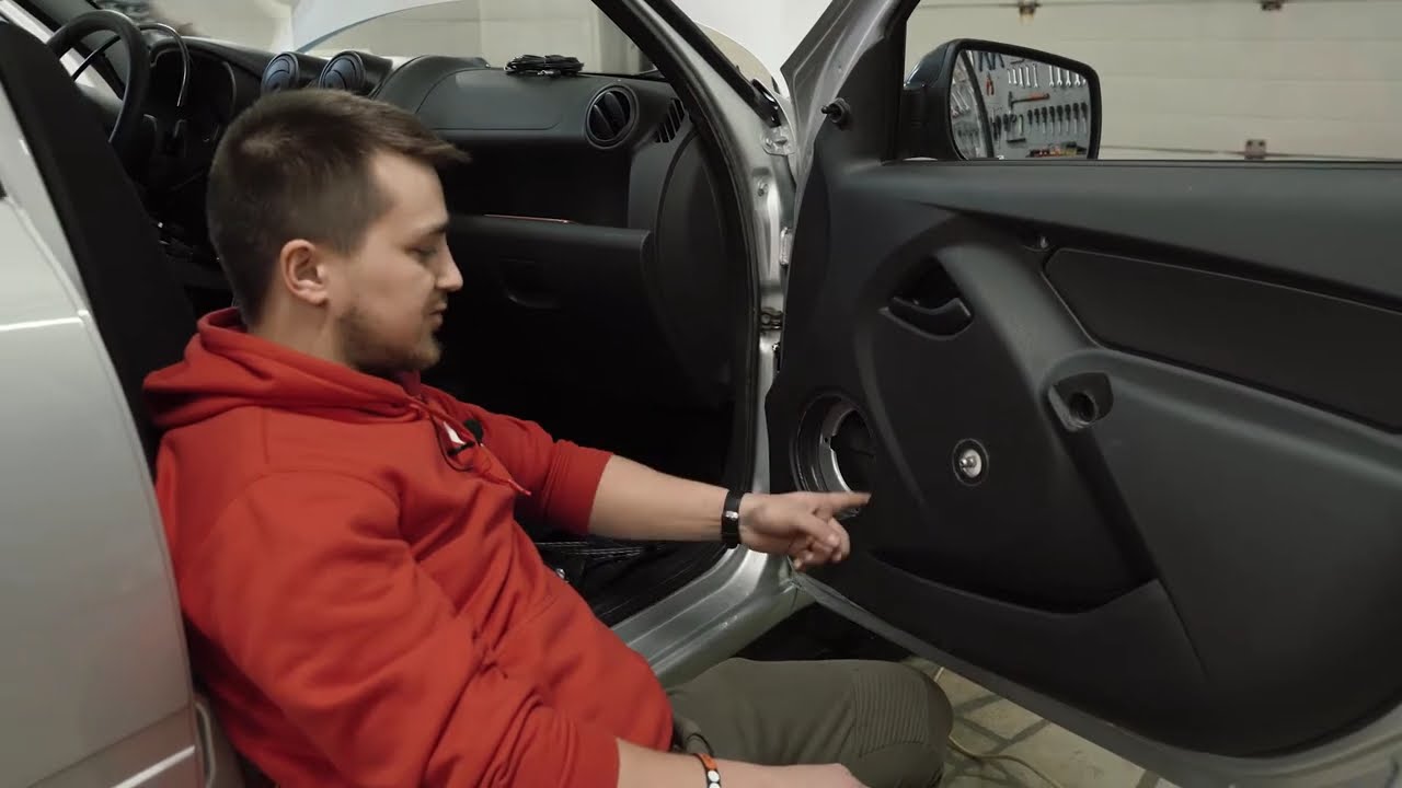 Установка 16 см динамиков в Ладу Гранту #lada #granta #caraudio #автозвук