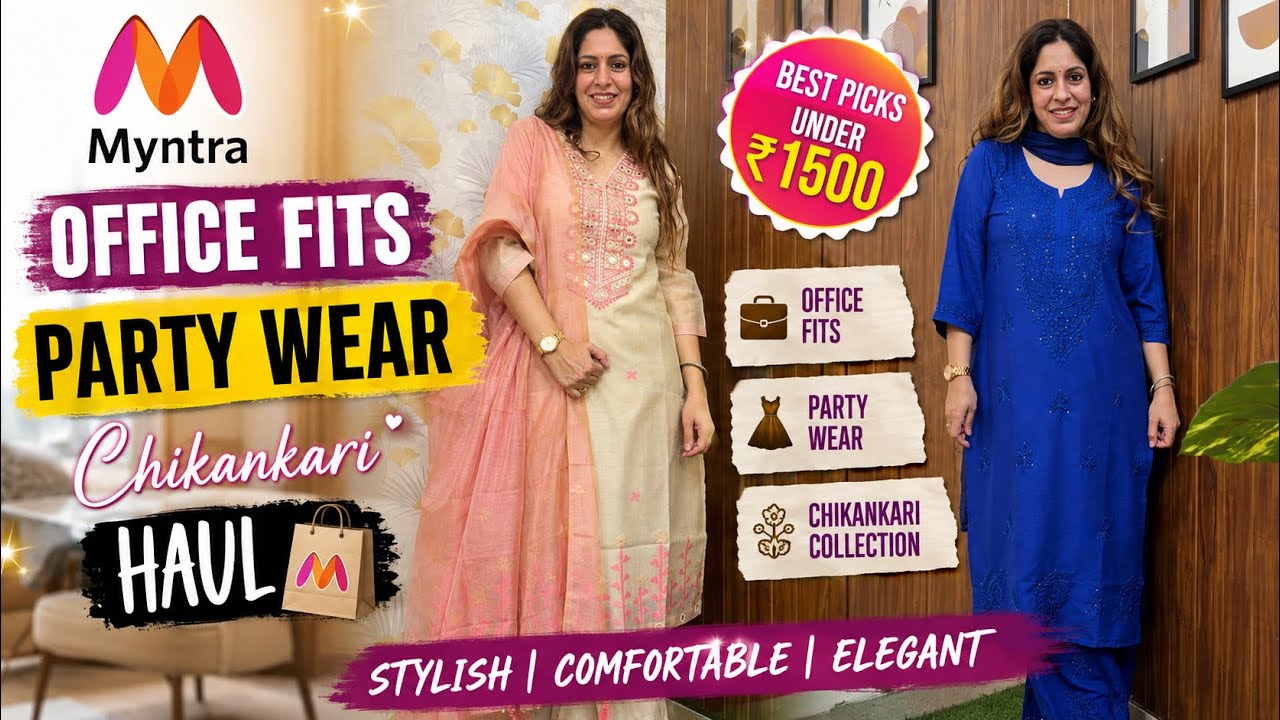 Myntra Kurta Set Haul 😍 | Office Fits + Party Wear + Chikankari Collection | Best Picks Under ₹1500