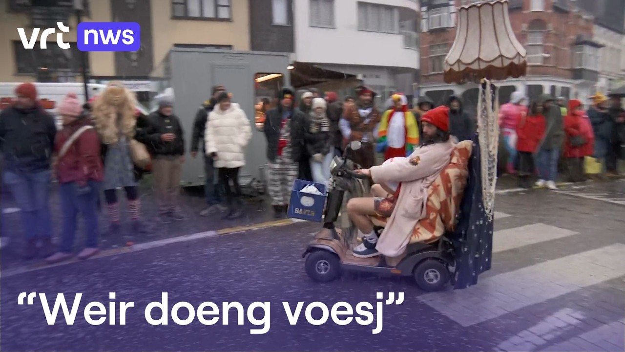 Carnaval in Aalst in de sneeuw