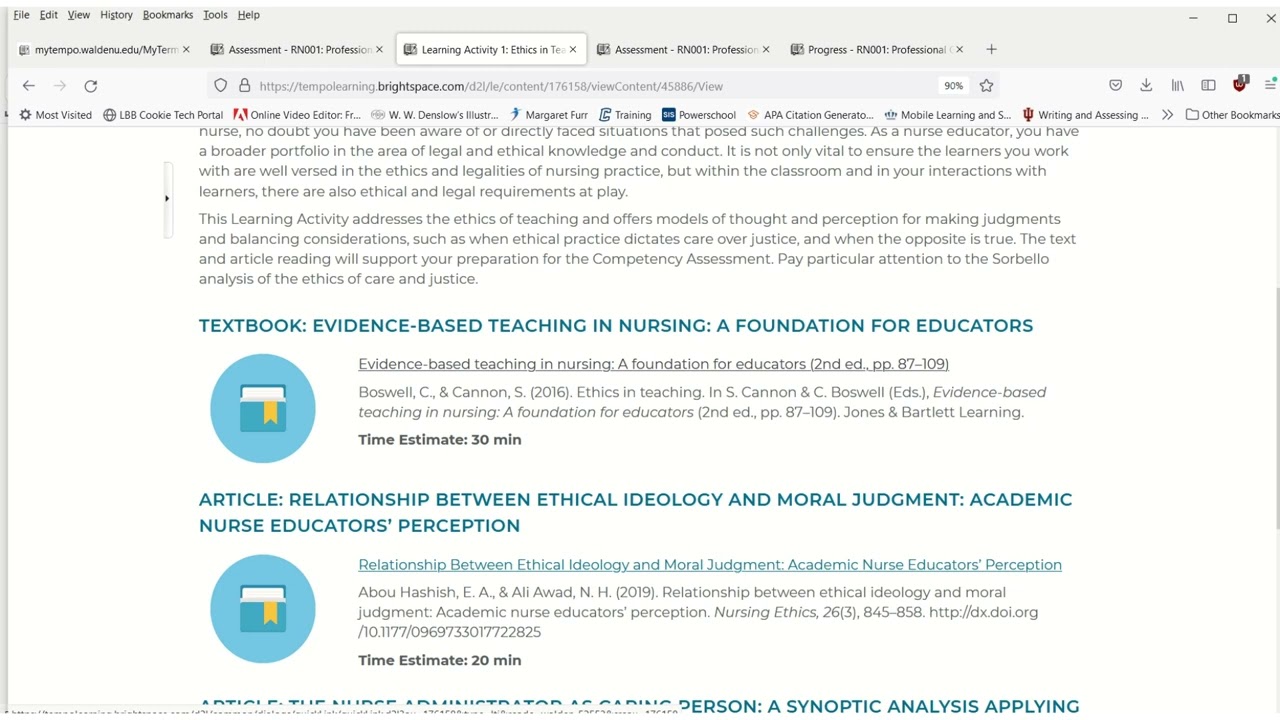 Review of Walden University, MSN education, Tempo