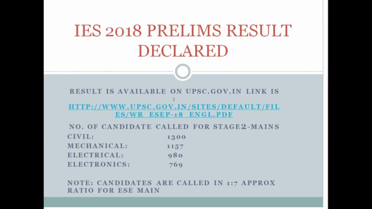 upsc ies 2018 prelims result