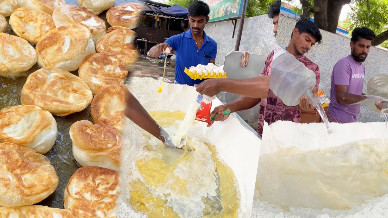 Madurai Bun Parotta Making Full Process | #indianstreetfood #madurai