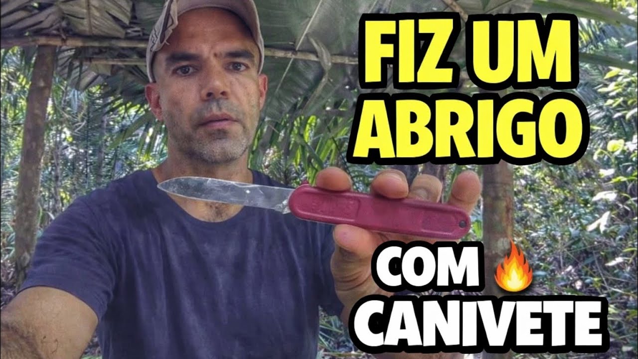 CONSTRUÍ UM ABRIGO NA SELVA COM COM UM CANIVETE!