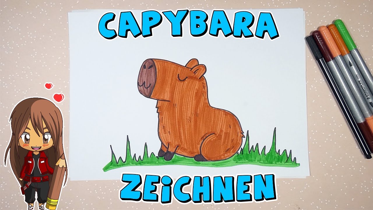 Capybara einfach malen für Kinder | ab 6 Jahren | Malen mit Evi | deutsch