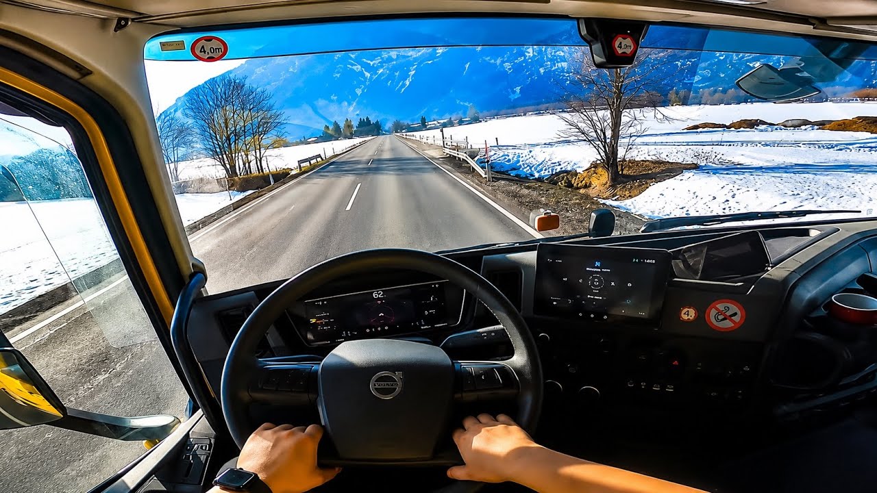 POV Truck driving 4K Extreme Tight Turn with Full Trailer |