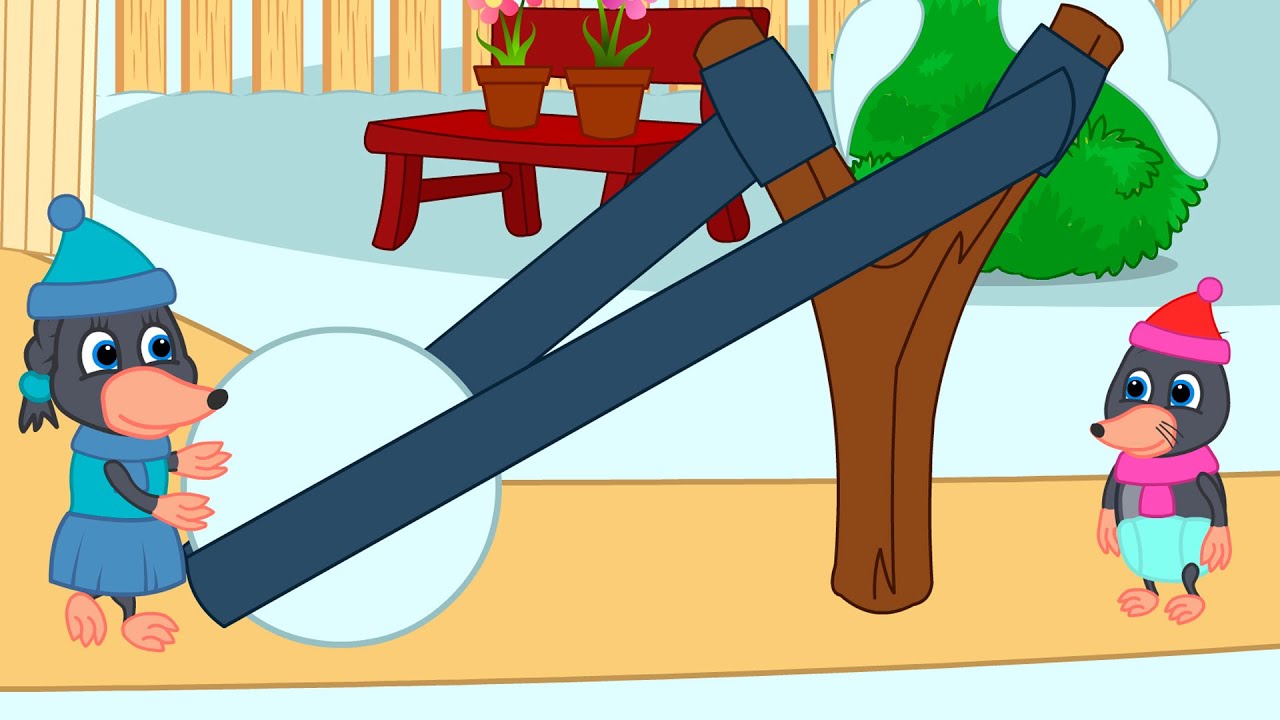 Benny Mole and Friends - Catapult Snowball Cartoon for Kids