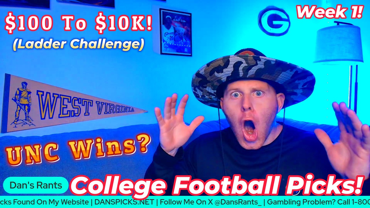 College Football *Week 1* Picks & Predictions | $100 To $10K Ladder Challenge!