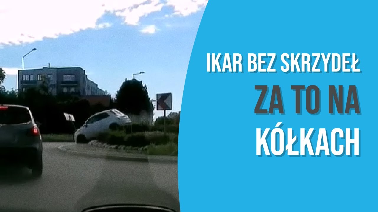 Fiat przejechał &bdquo;przeleciał&rdquo; przez rondo w Rybniku!