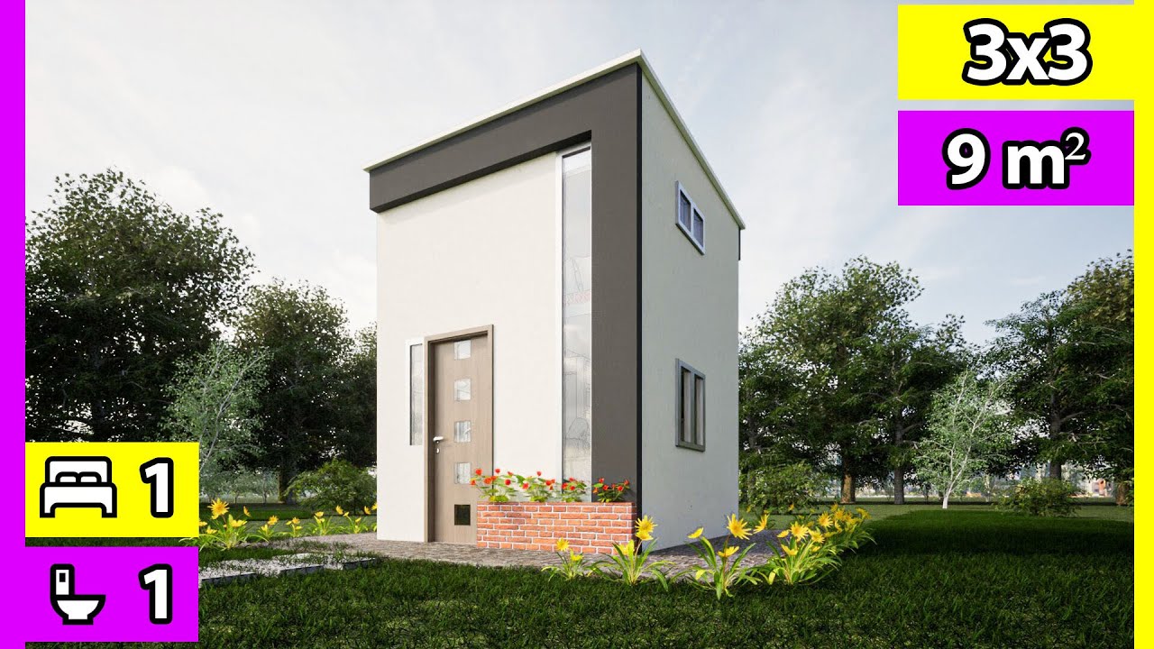 Plano de CASA 3x3 🏡 | Diseño de CASA 3x3 | Casa Minimalista 3x3 |  Projeto da casa 3x3 | Tiny house