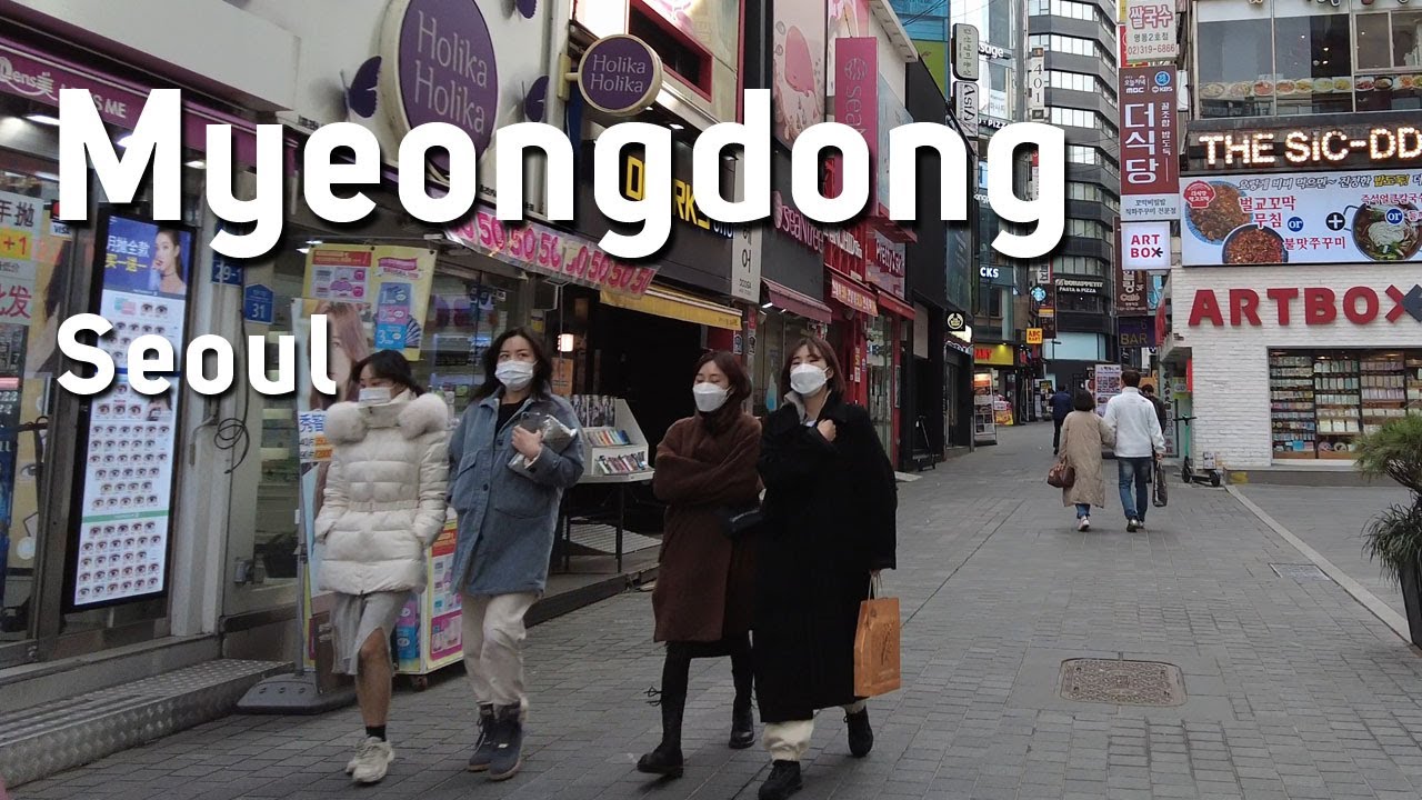 4K Seoul Myeongdong Walking Tour - South Korea Travel, Myeongdong street to Namsan [Jan. 2021]
