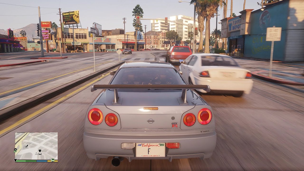Grand Theft Auto 5: 4K Realistic Graphics - Nissan Skyline R34 Open World Free Roam Gameplay