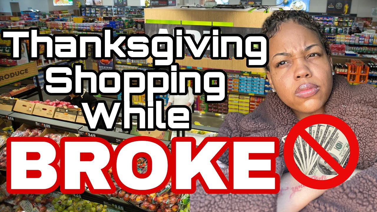 THANKSGIVING SHOPPING WHILE BROKE FOR 5 PEOPLE || GROCERY HAUL || MY FIRST TIME AT ALDI
