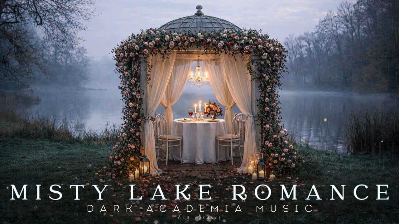 Romantic Rainy Garden | Dark Academia Piano Music & Candlelit Rain Ambience | Study, Reading, Sleep