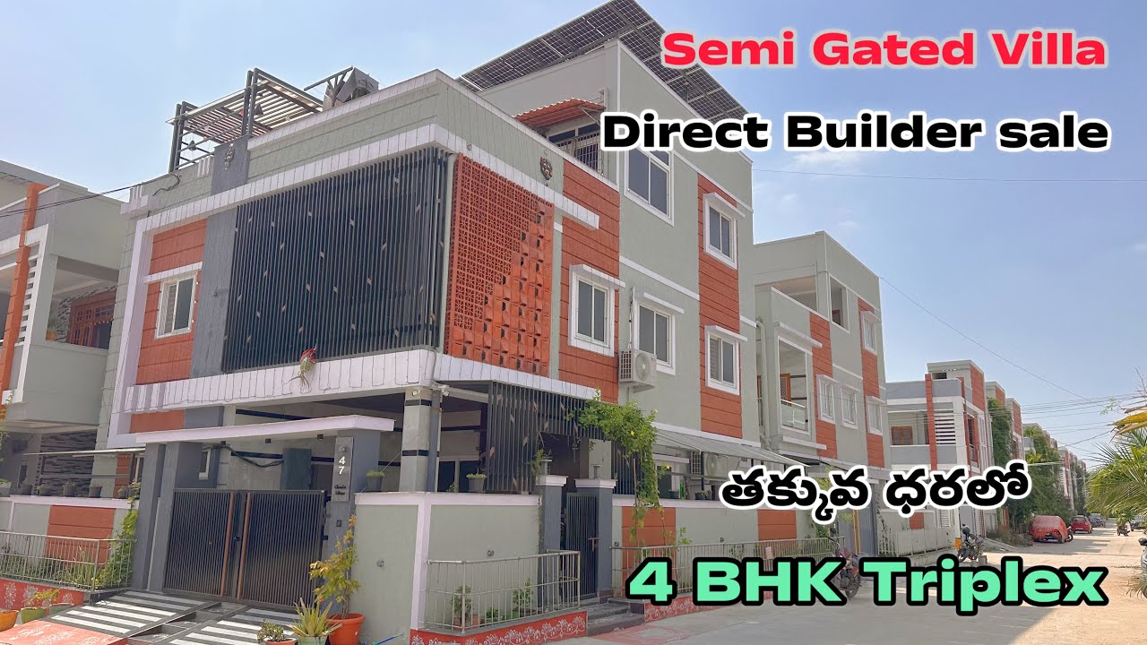 || 150 sq yards || 4 BHK Triplex Villas for sale in Semi Gated Community, Rameswar Banda, Hyderabad
