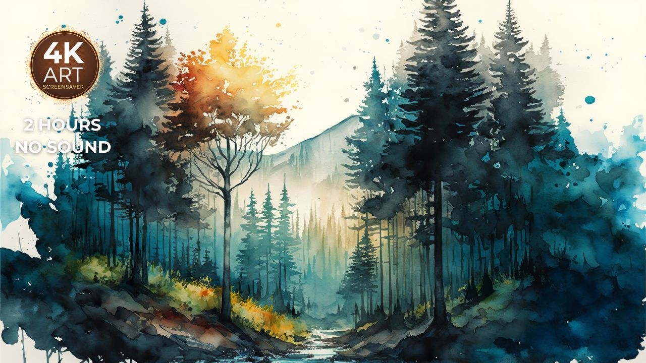 Watercolor Forest I 2 Hours Screensaver    ---EcoArtLab • Frame TV & Printable Art
