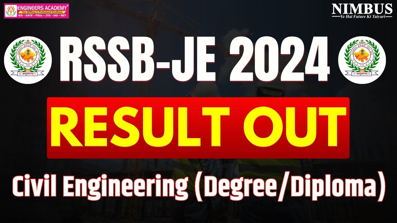 RSSB JE 2024 Civil Result Out Now | RSSB JE Civil (Degree/Diploma) Final Result Declared | Check Now