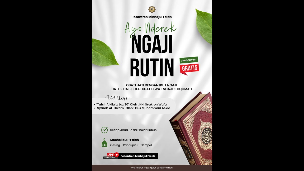 Kajian Kitab Syarah AL - Hikam oleh Gus Muhammad As'ad | NGAJI RUTIN AHAD PAGI  MUSHOLLA AL FALAH