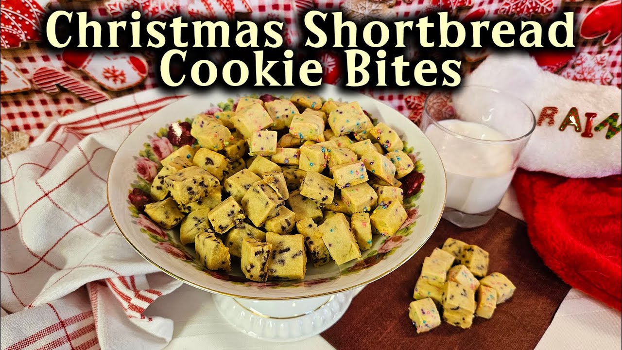 Christmas Shortbread Cookie Bites Recipe | Mini Holiday Shortbread Bites! 4 Ingredients!