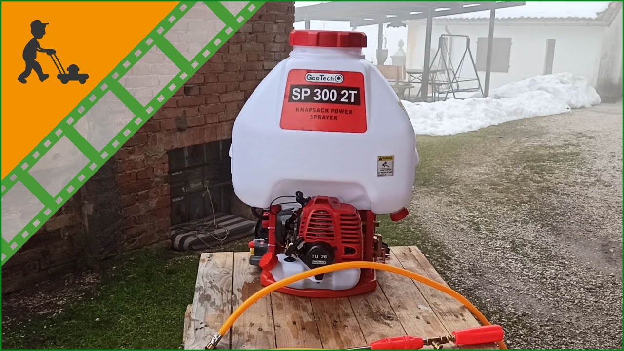 Pulverizador de mochila GeoTech SP 300 2T de gasolina con motor 26 cc de mezcla