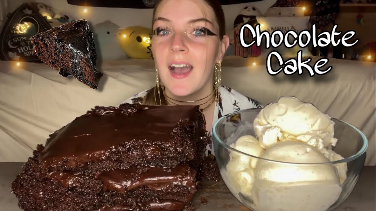SYRUPY CHOCOLATE CAKE MUKBANG! (Vegan) (No Talking)