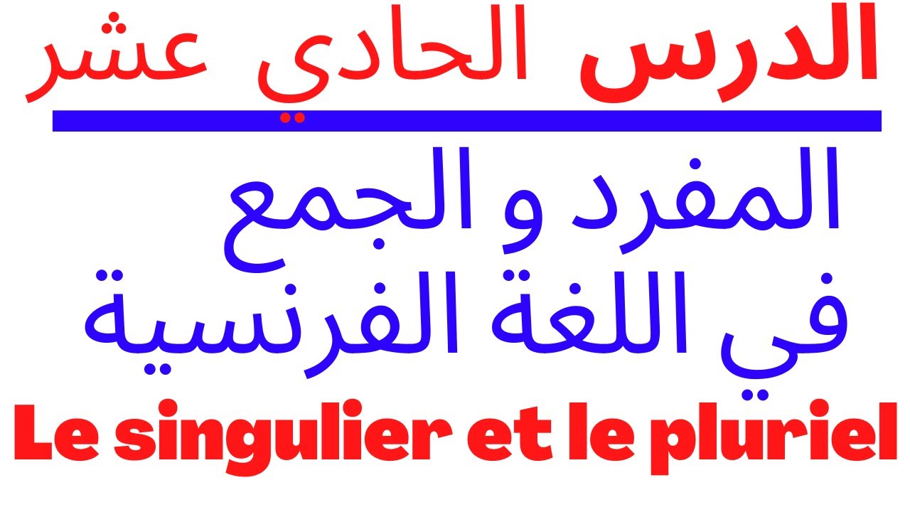 le singulier et le  pluriel  des noms -  جمع الأسماء في اللغة الفرنسية