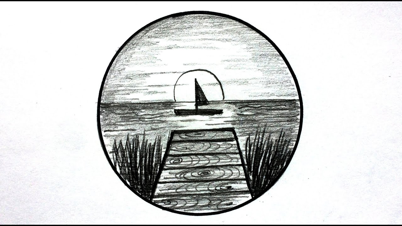 Easy Drawing Landscape  I Basit Karakalem Manzara çizimi I Nasıl çizilir?