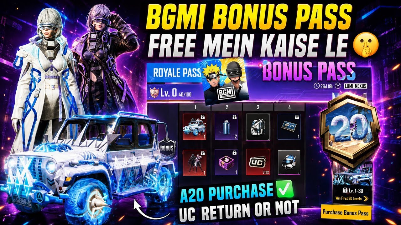 BGMI NEW BONUS PASS / A20 BONUS PASS PURCHASE / &UC RETURN OR NOT