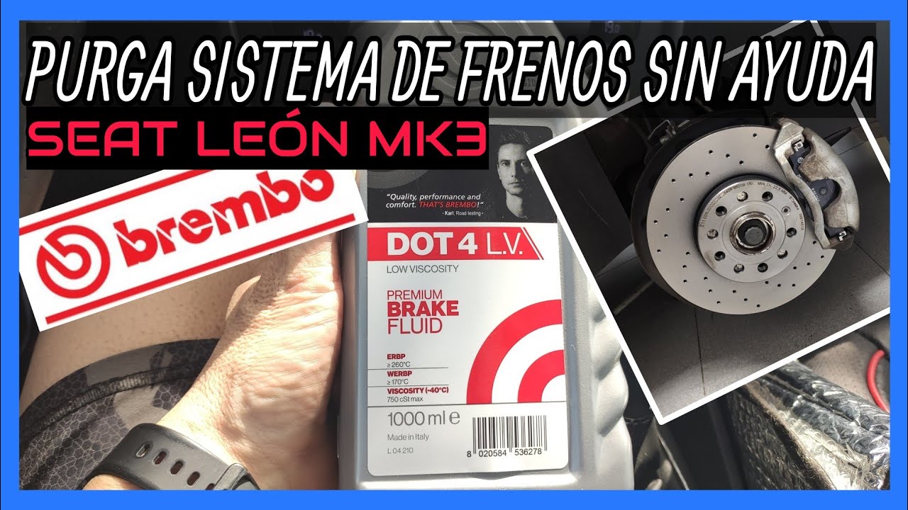 CAMBIAR TODO EL LIQUIDO DE FRENOS SIN AYUDA. SEAT LEON MK3. diy brake fluid brush,🚗🏍️🚑