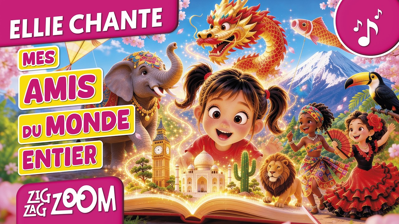 🎵 Ellie chante : Mes amis du monde entier – Chanson éducative joyeuse pour enfants 🌍